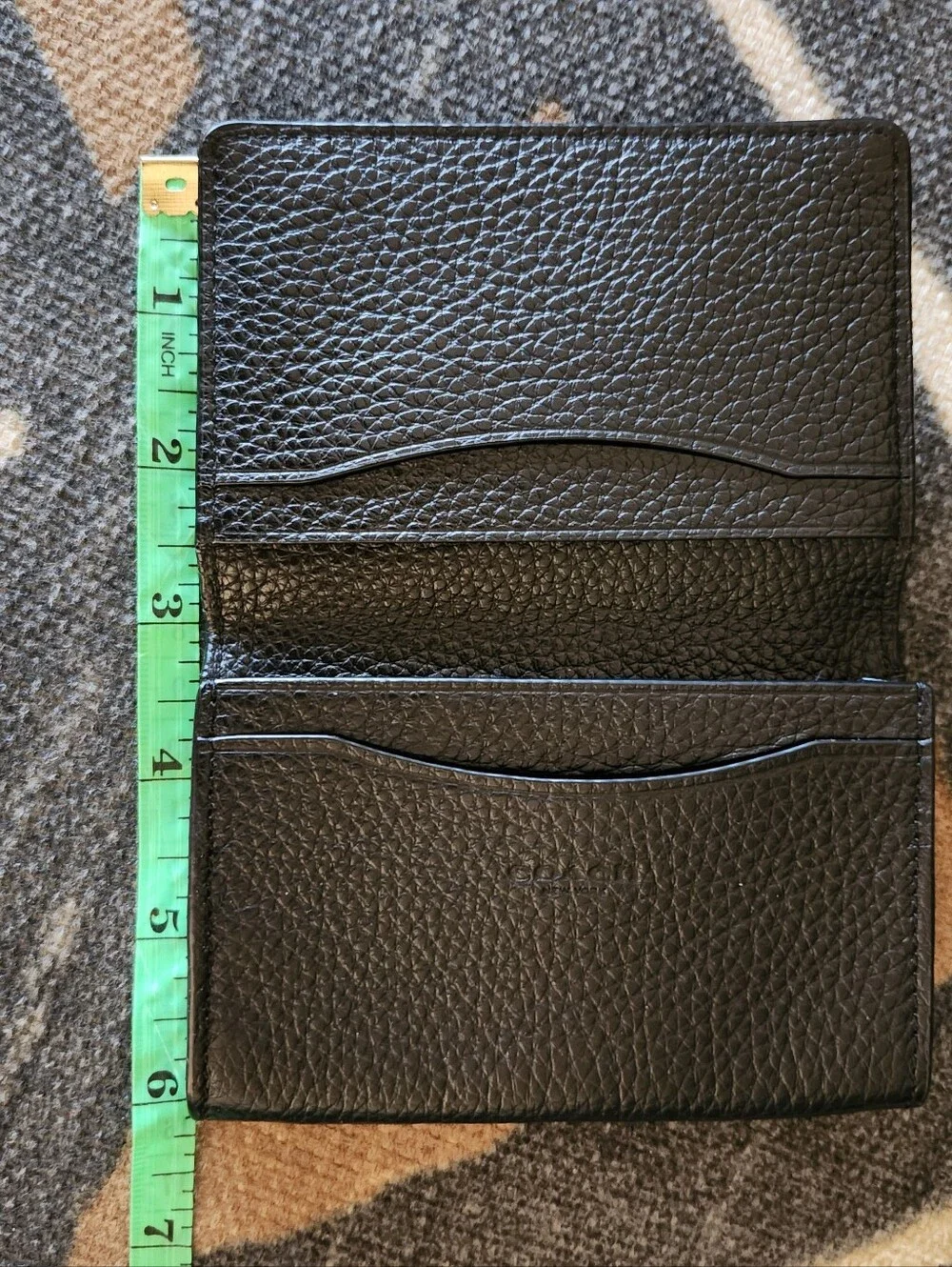 Coach 2021 Black Pebbled Leather Card Case Wallet Cardholder NWOT